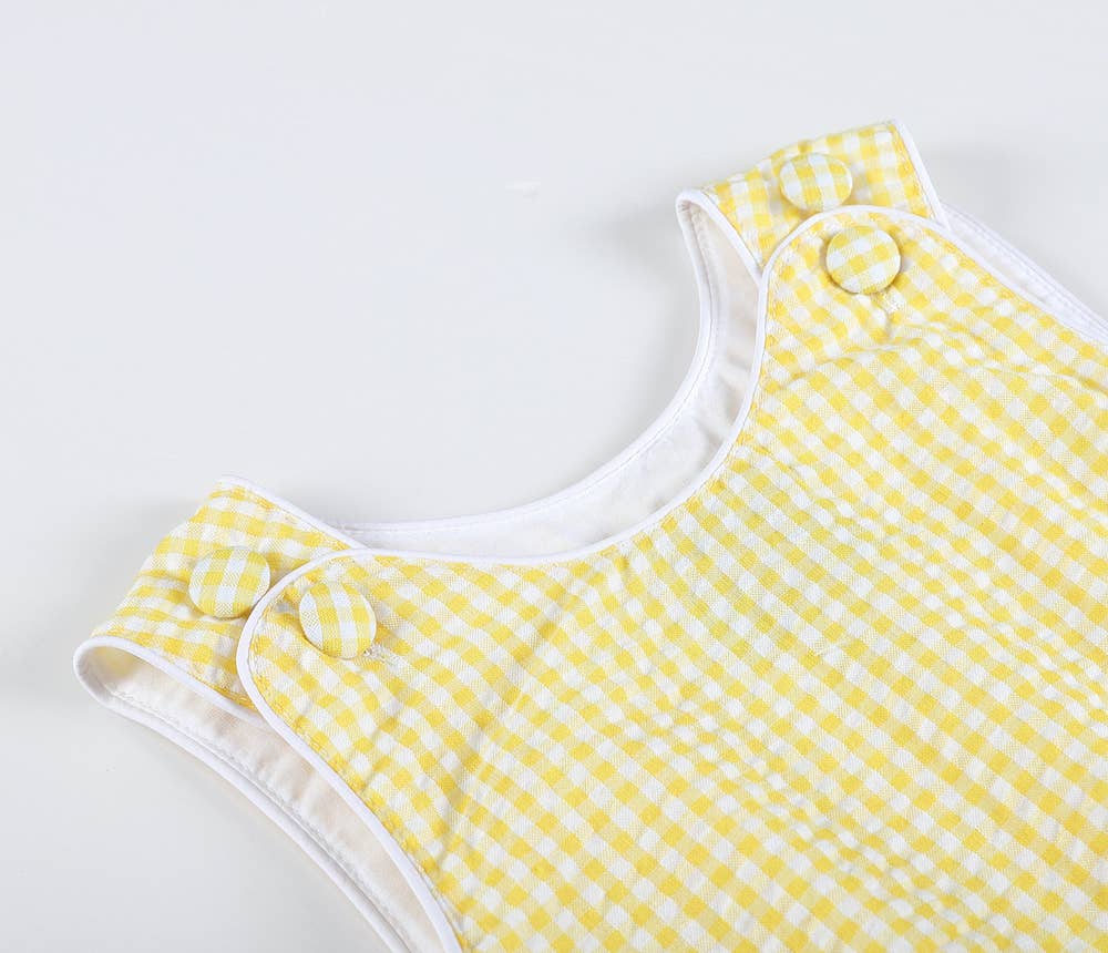Classic Yellow Gingham Bubble Romper