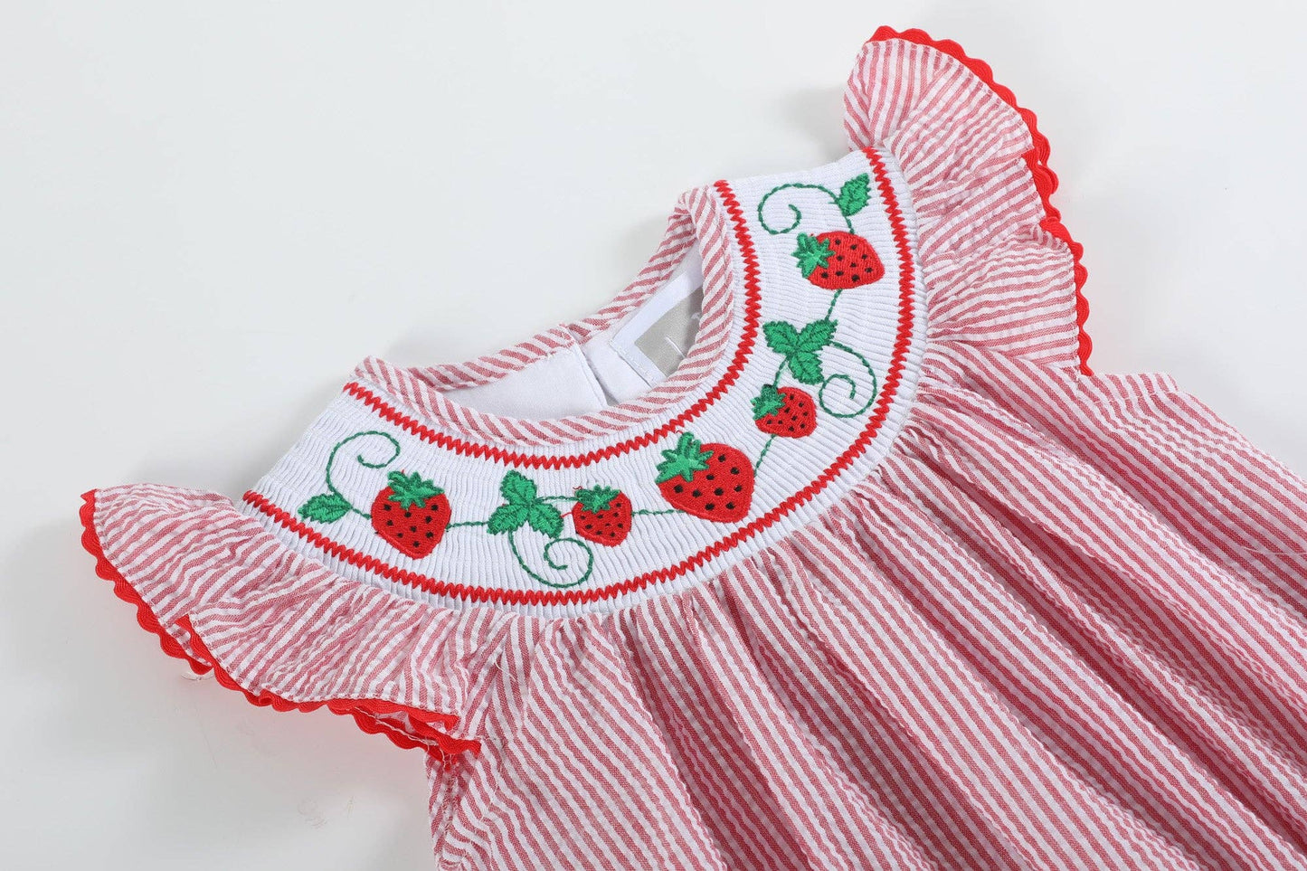 Berry Sweet Strawberry Smocked Baby Romper
