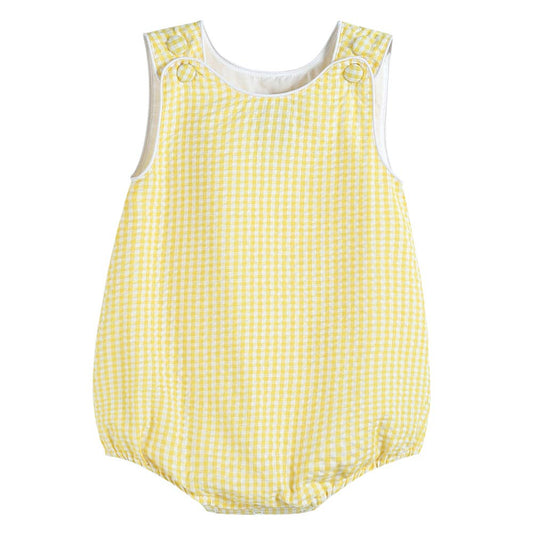 Classic Yellow Gingham Bubble Romper