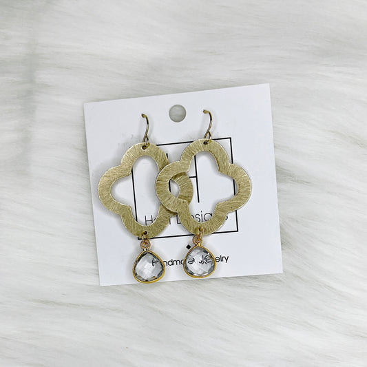 HD Gold Quatrefoil Outline Earrings