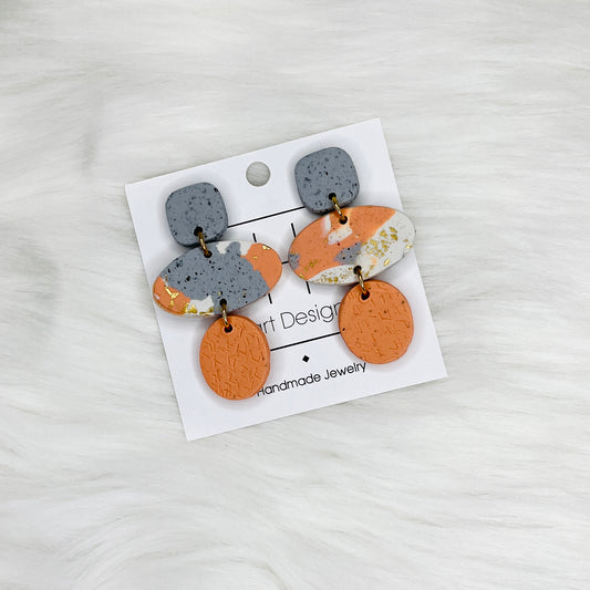HD Oval Peachy Stone Earrings