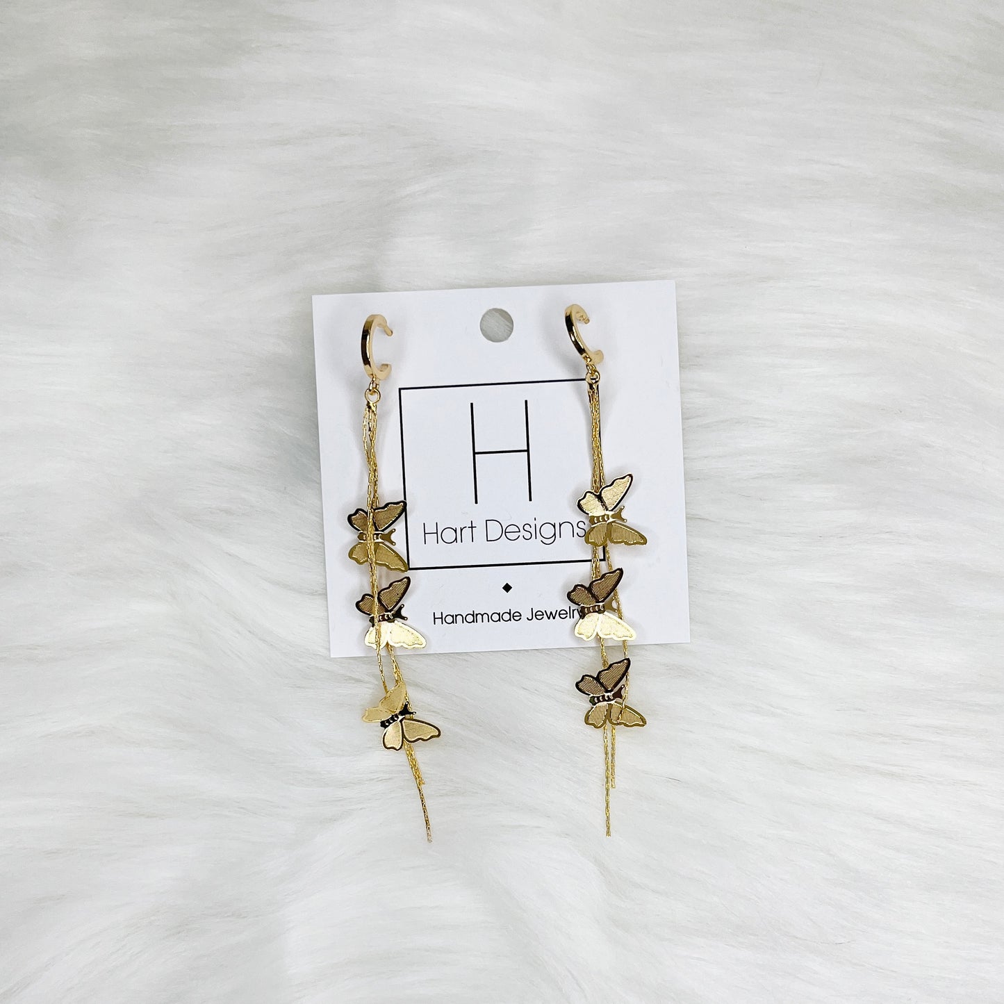 Golden Flutter Drop Earrings