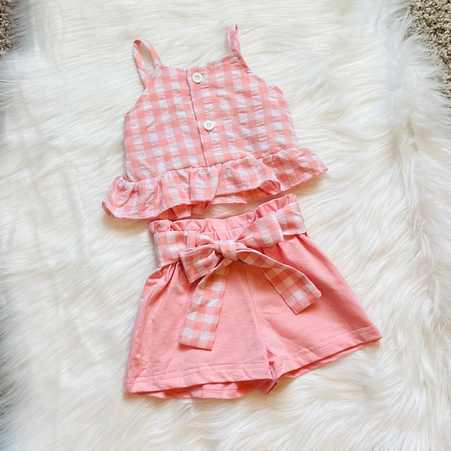 Pink Gingham Short Set