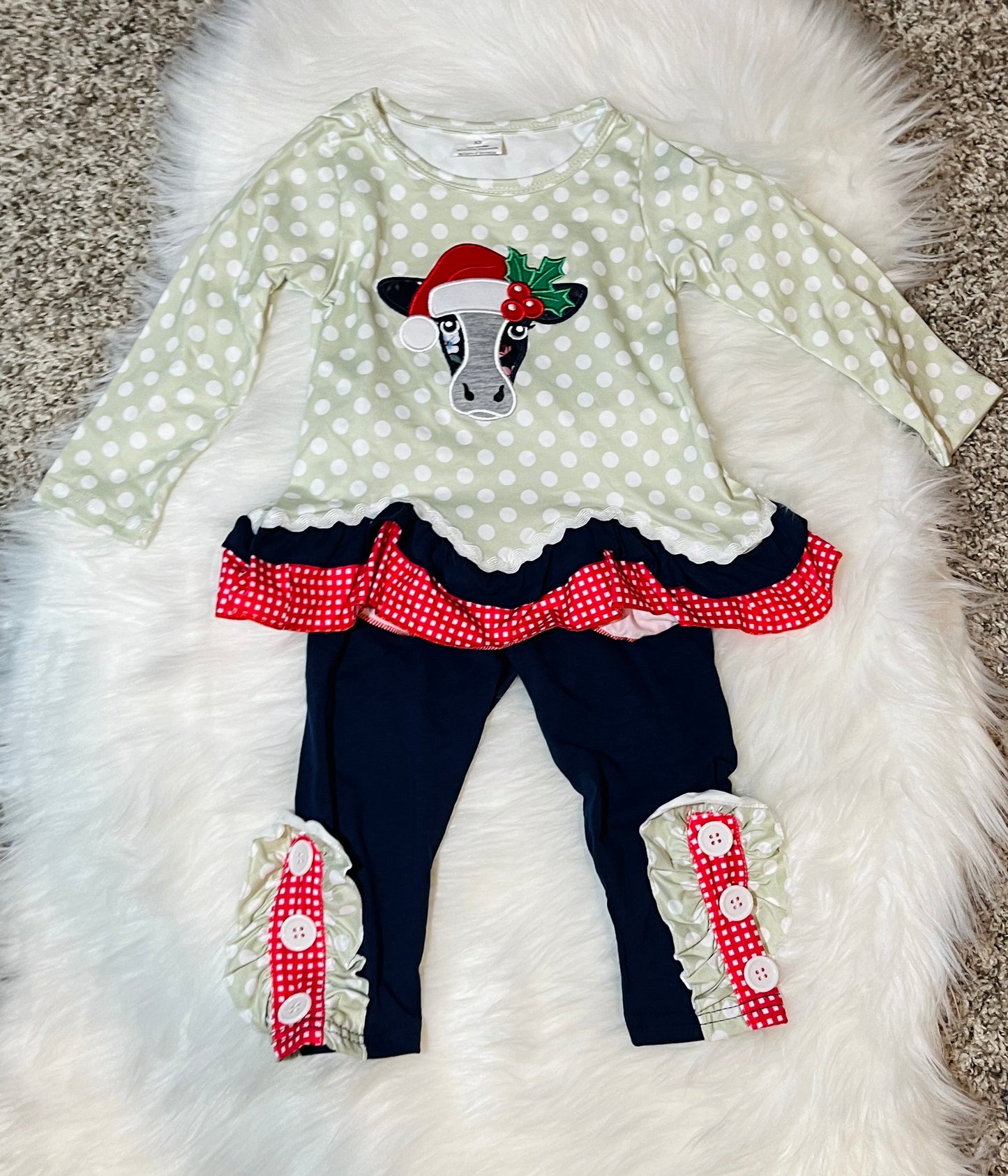 Christmas Cow Peplum Set