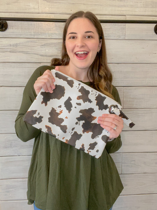 Large Cow Print Pouch