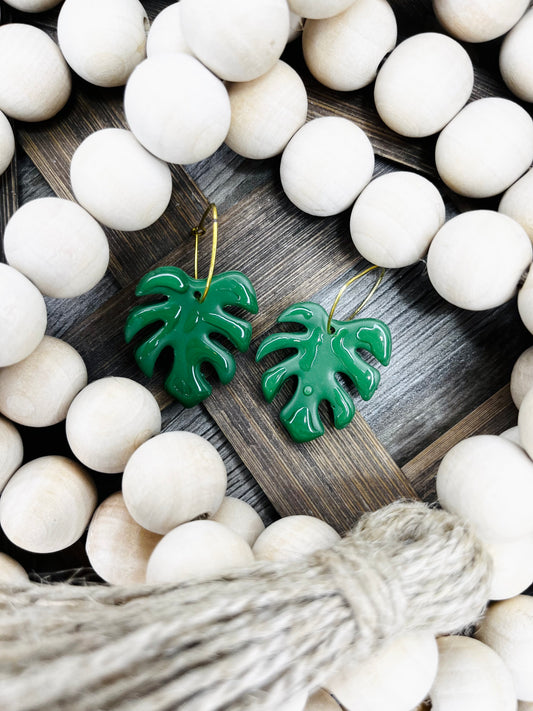 Monstera Mist Clay Earrings