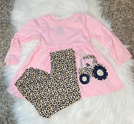 Girls Cheetah Tractor Pants Set