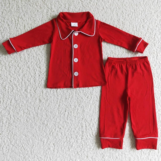 Solid Red Boys Pajama Set