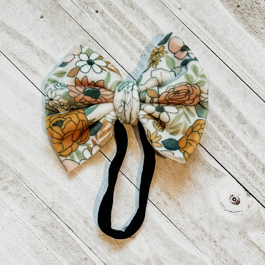 Mini Floral Bow Stretchy Headband