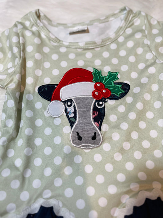 Christmas Cow Peplum Set