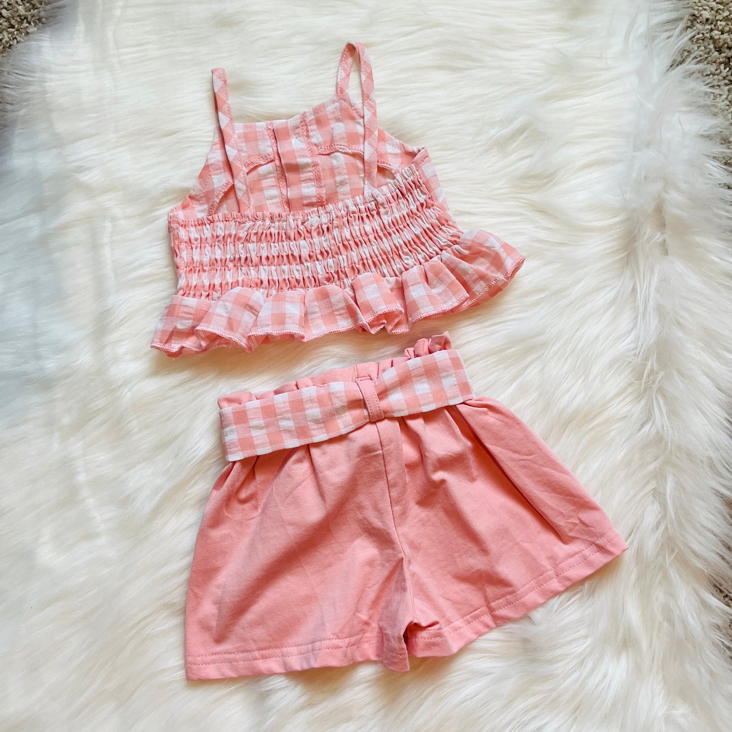 Pink Gingham Short Set