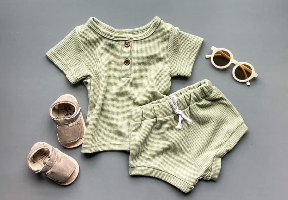 Sage Waffle Knit Set