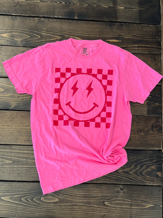 Happy Checkered Comfort Colors Tee