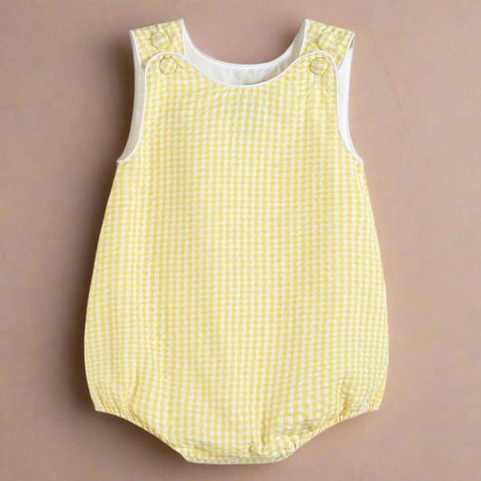 Classic Yellow Gingham Bubble Romper