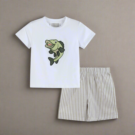 Big Mouth Bass Striped Shorts Set