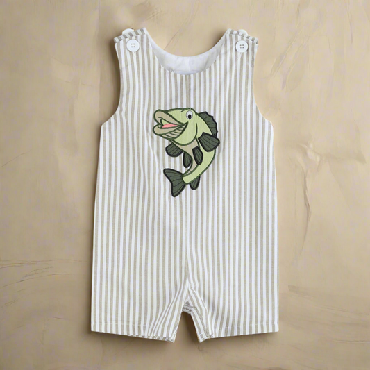 Big Mouth Bass Striped Shortalls