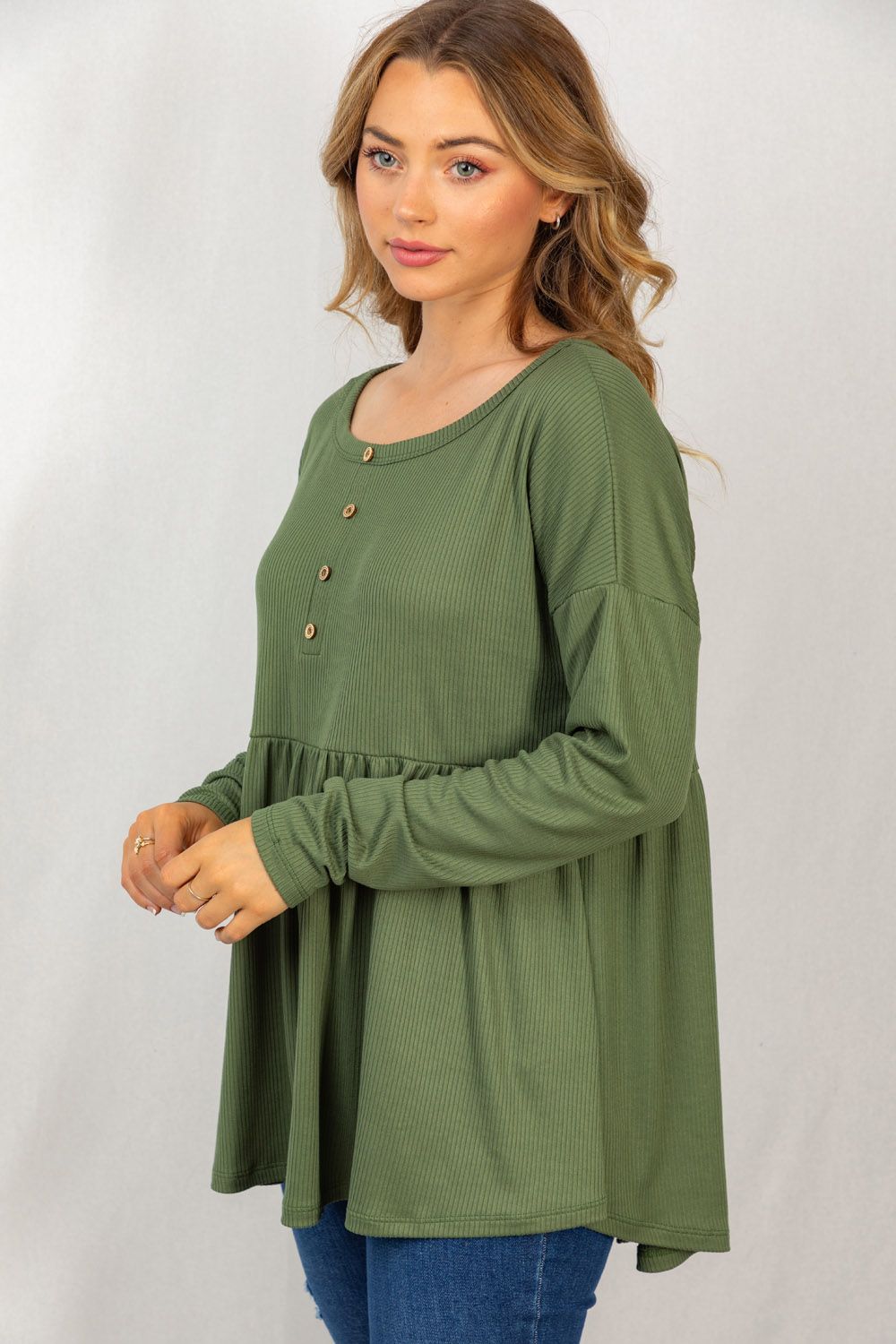 Olive Babydoll Blouse