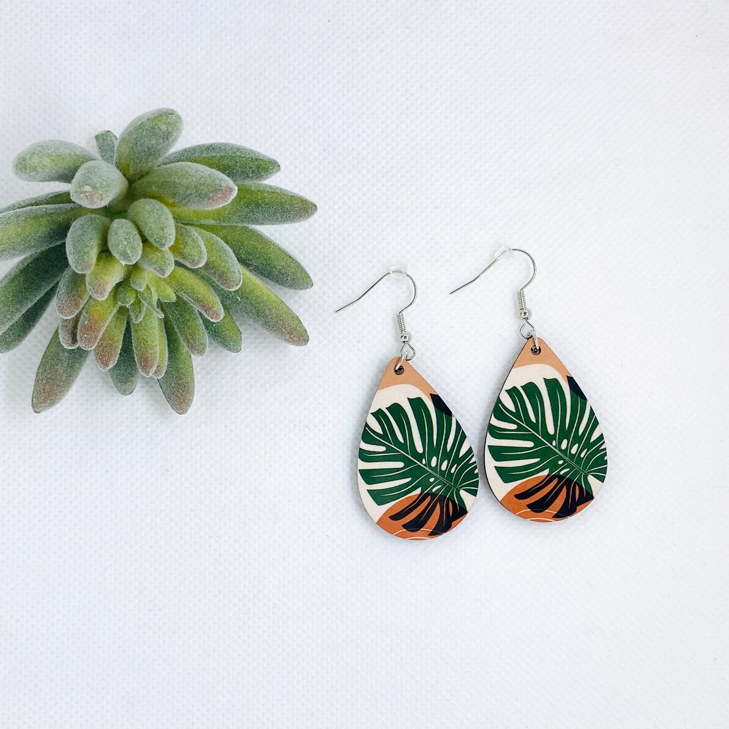 Majestic Monstera Teardrop Earrings