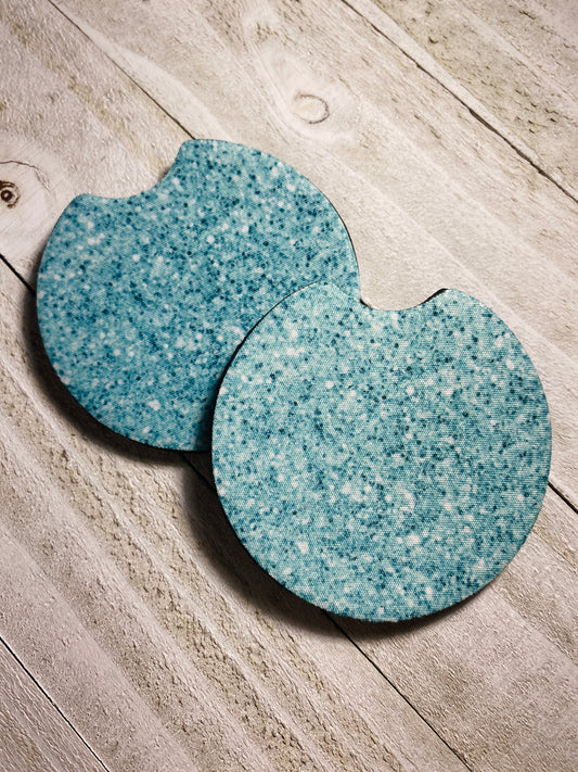 Bright Blue Sparkles Car Coasters