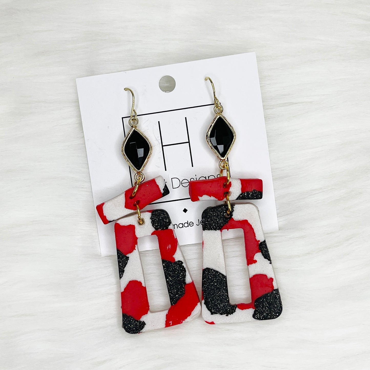 HD Red & Black Drop Earrings