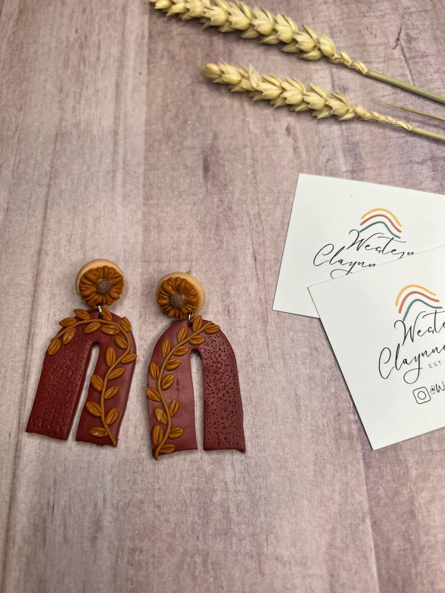 Rusty Rowena Clay Earrings