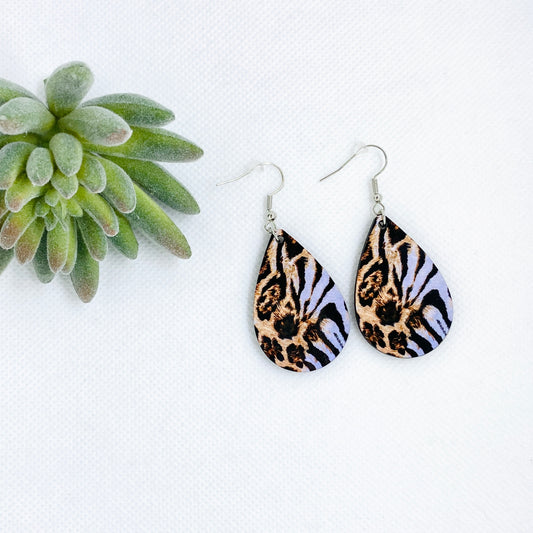 Cheetah Zebra Teardrop Earrings