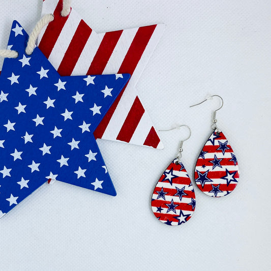 Stars & Stripes Teardrop Earrings