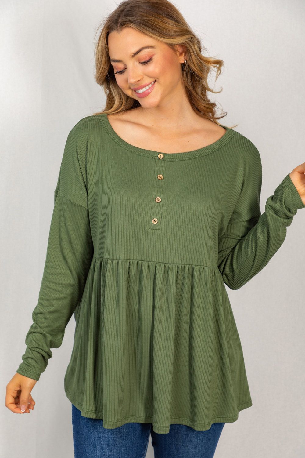 Olive Babydoll Blouse