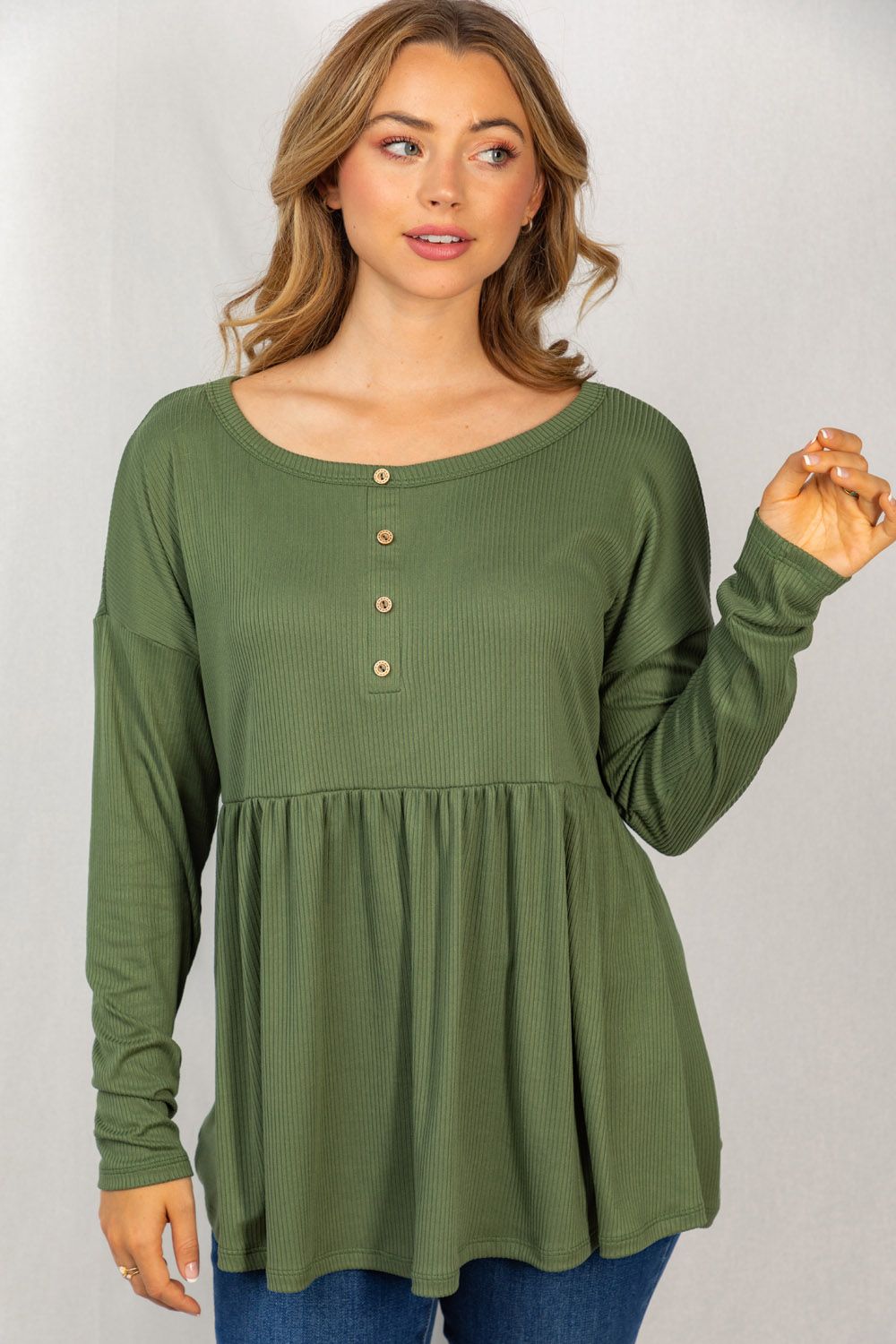 Olive Babydoll Blouse