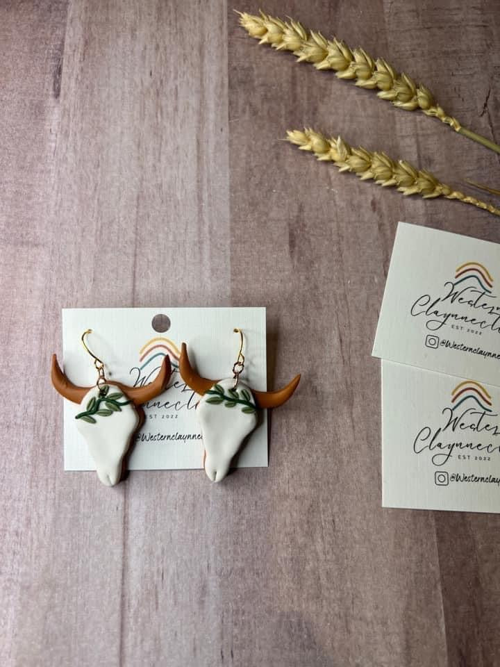 Longhorn Vine Clay Earrings