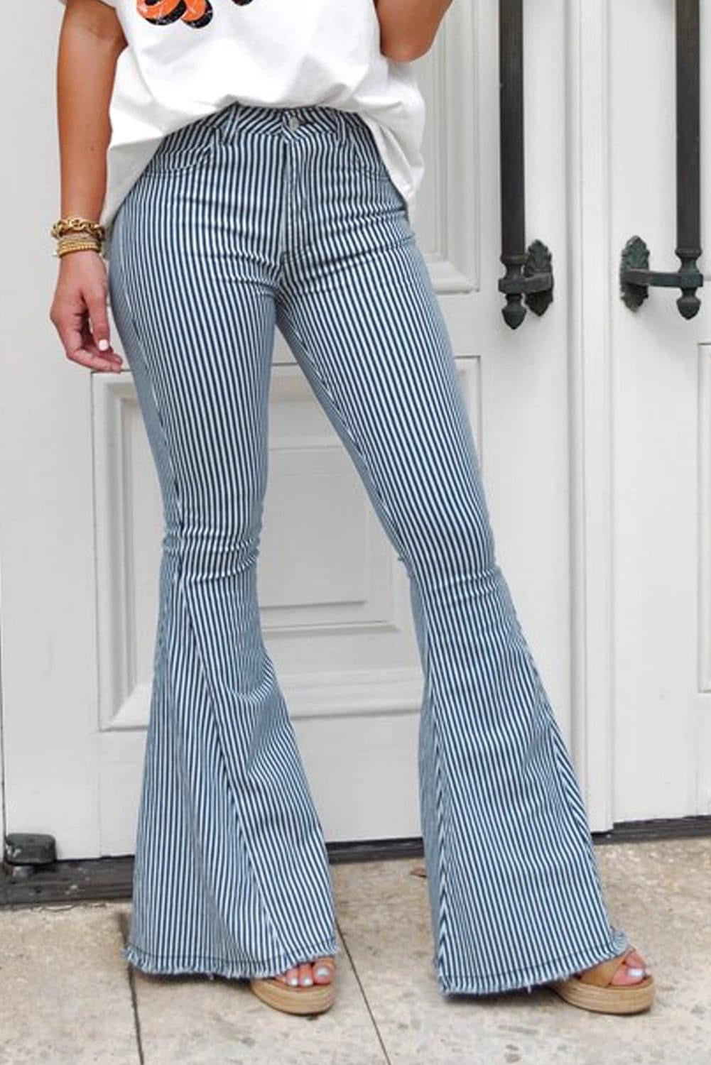 Blue Pinstripe Bell Bottoms