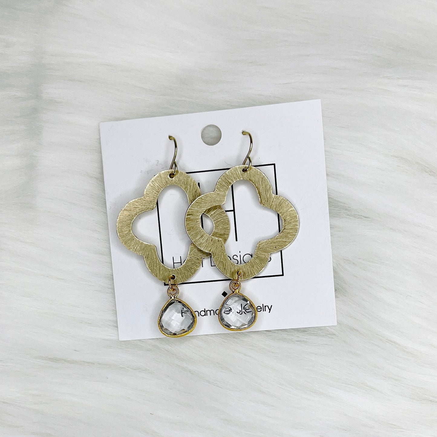 HD Gold Quatrefoil Outline Earrings