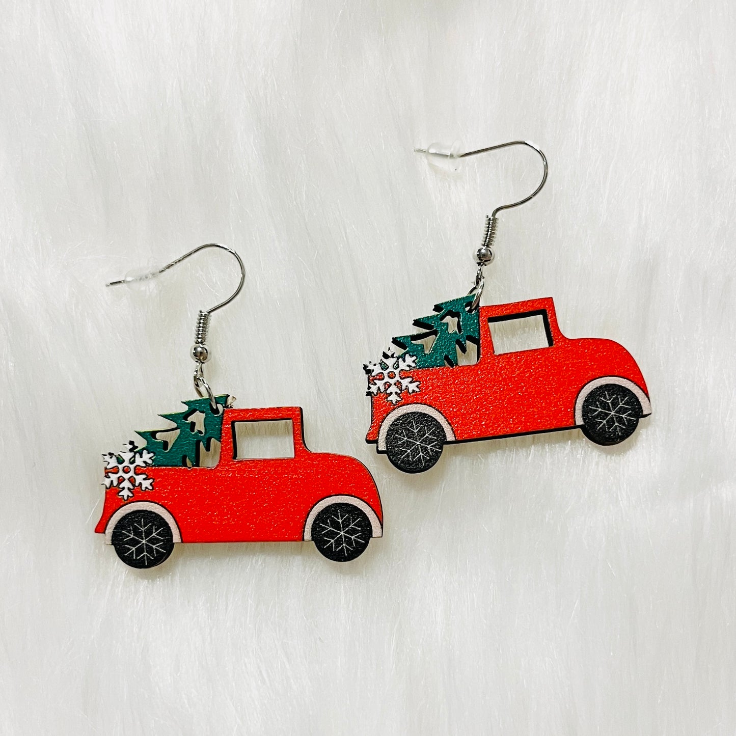 Red Truck Christmas Earrings