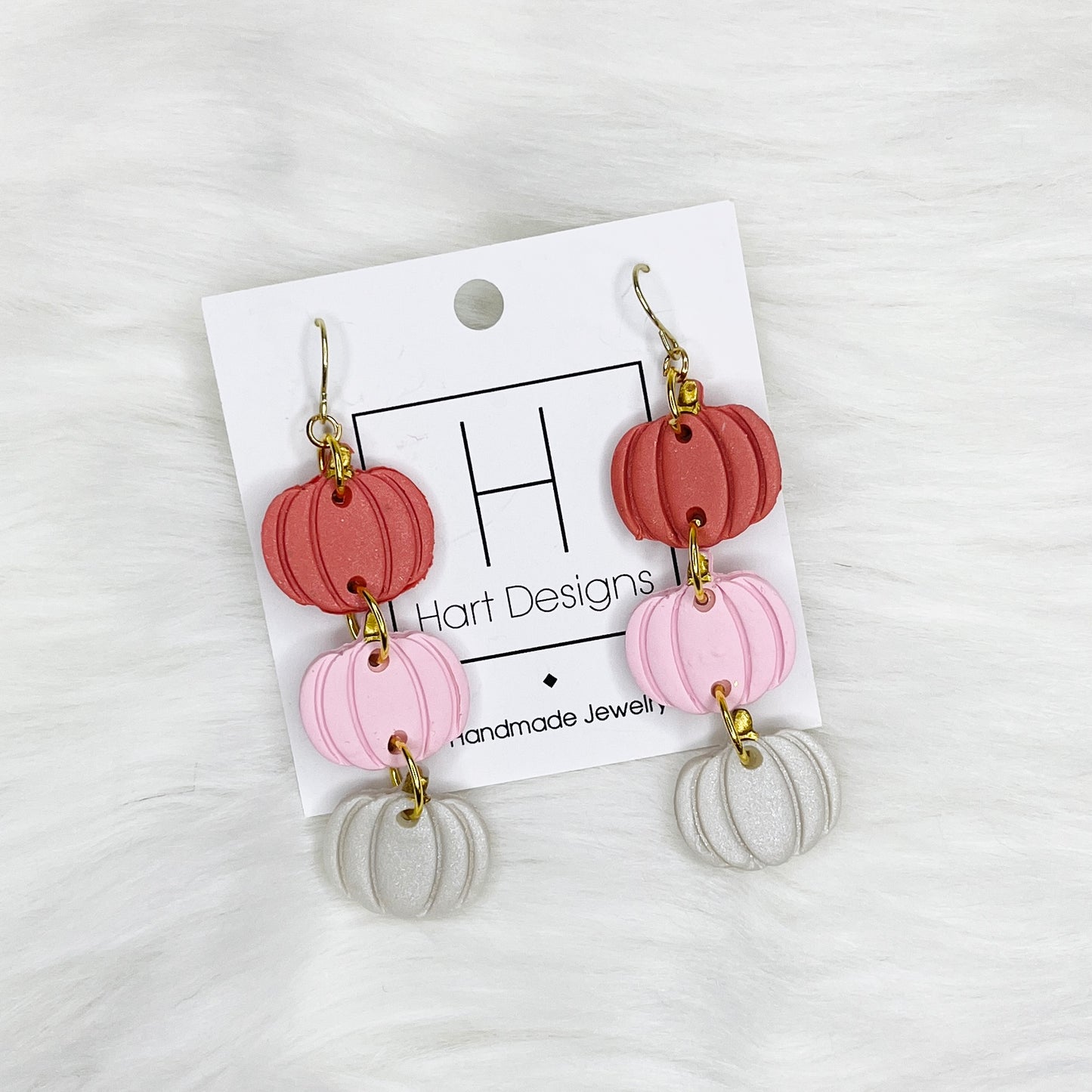 HD Stacked Pink & Silver Pumpkin Earrings