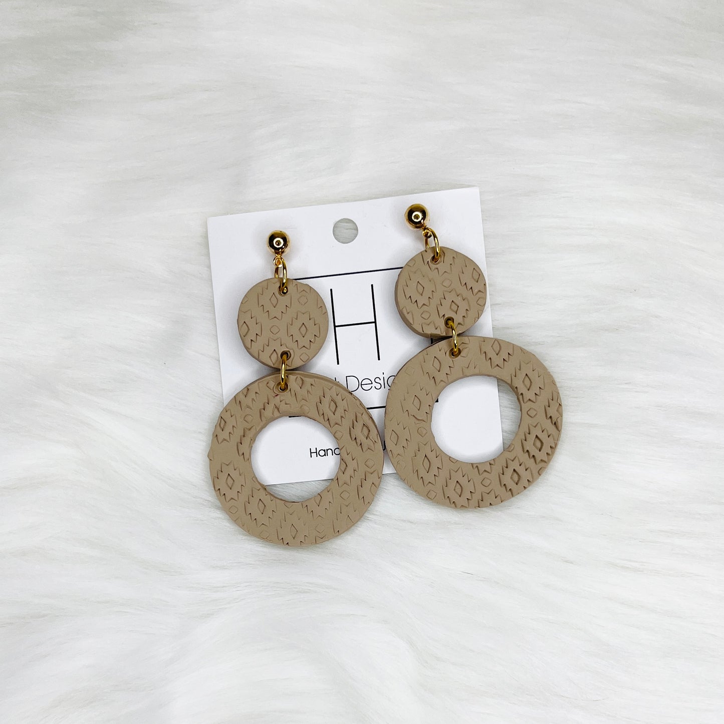 HD Greige Aztec Hoop Earrings