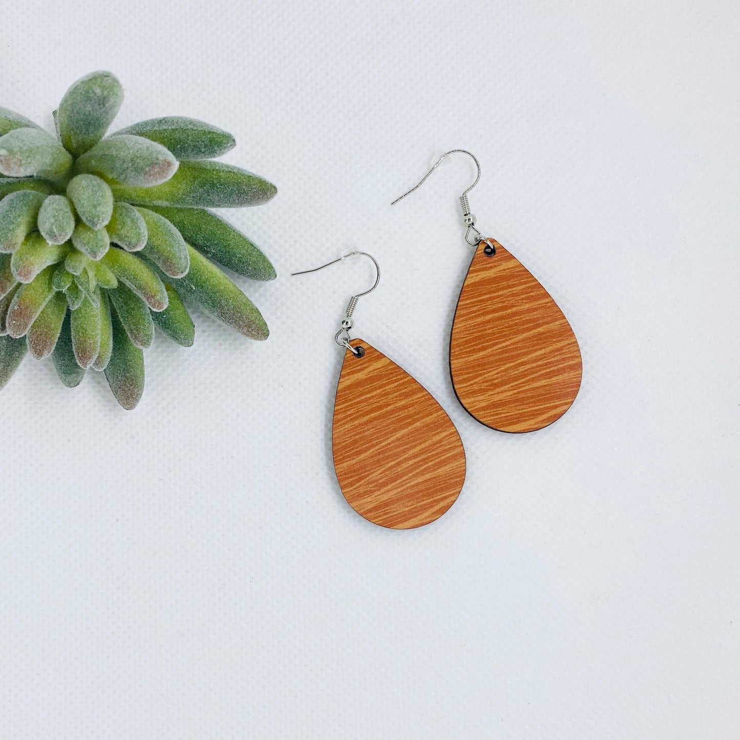 Brown Zigzag Teardrop Earrings