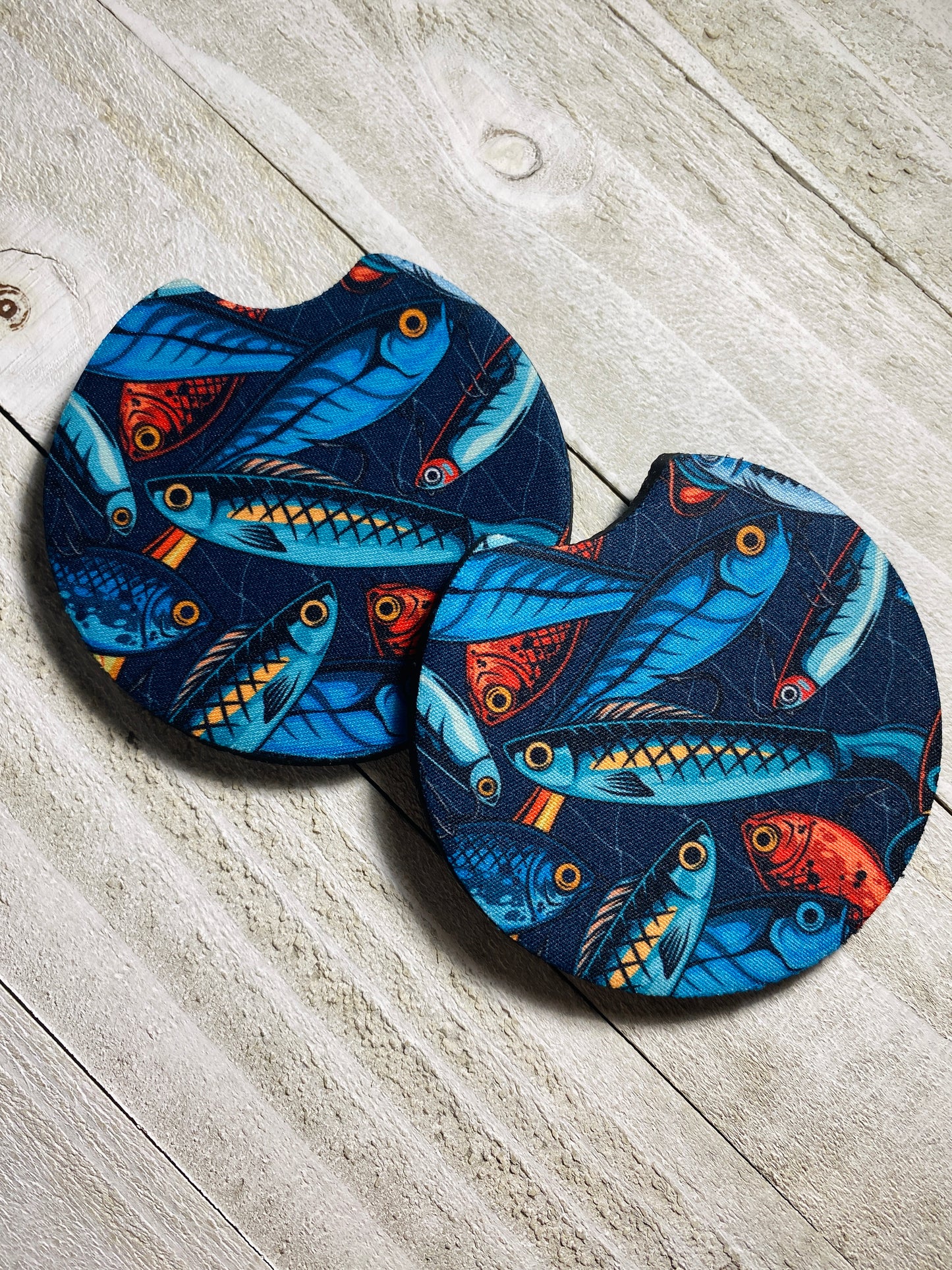 Red Fish, Blue Fish Car Coasters