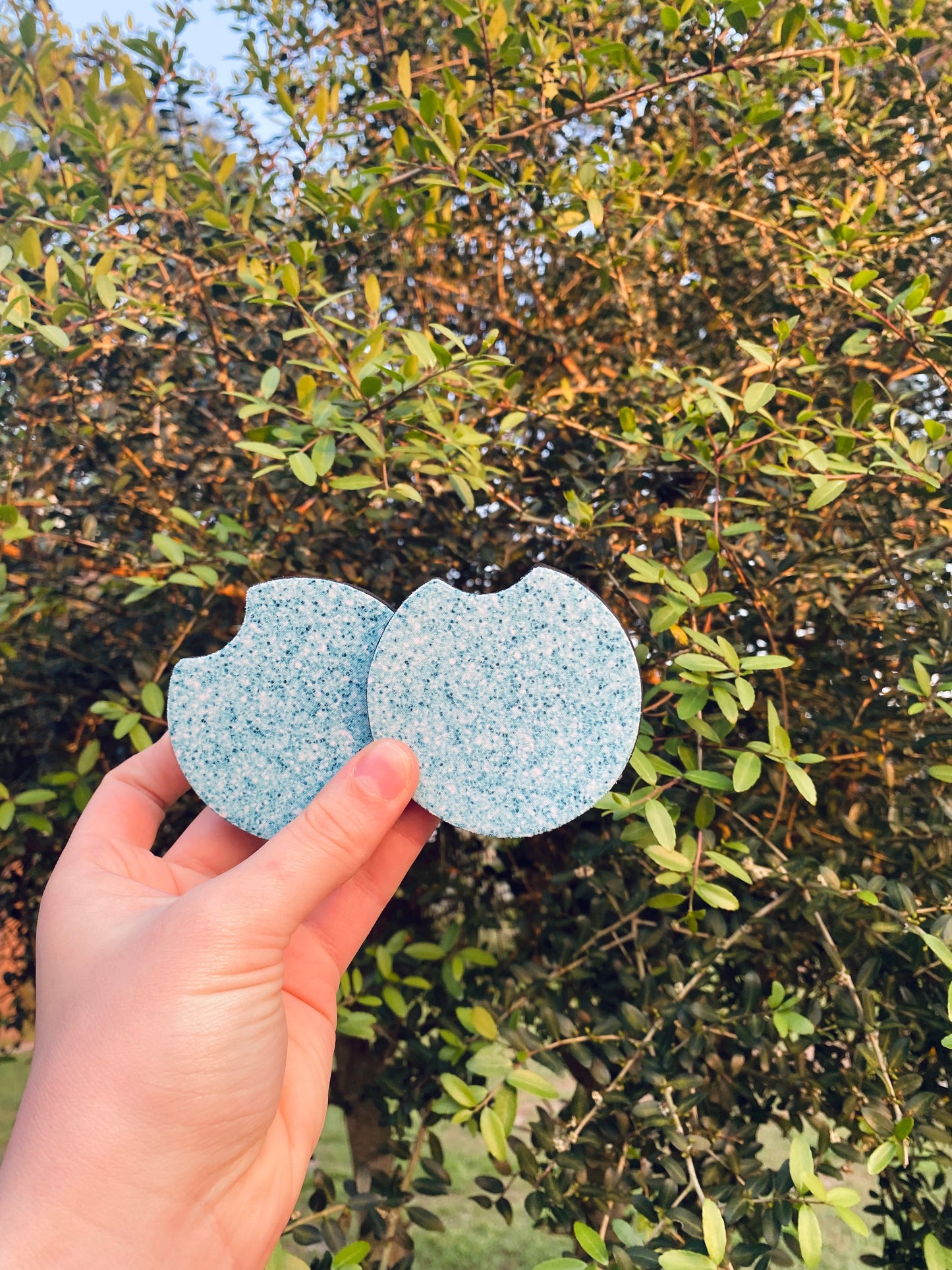 Bright Blue Sparkles Car Coasters