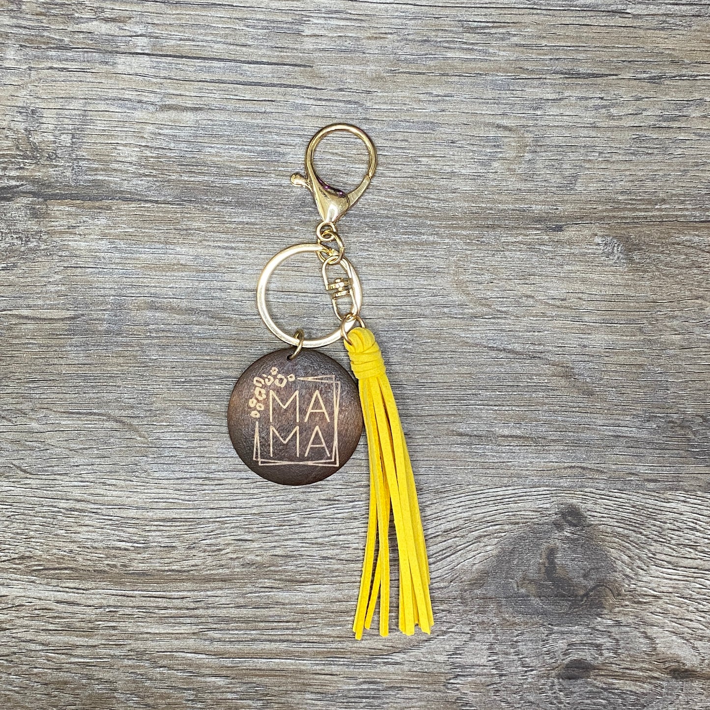 Wooden Mama Keychain with Tassel