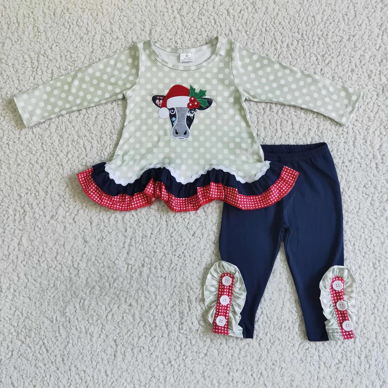 Christmas Cow Peplum Set