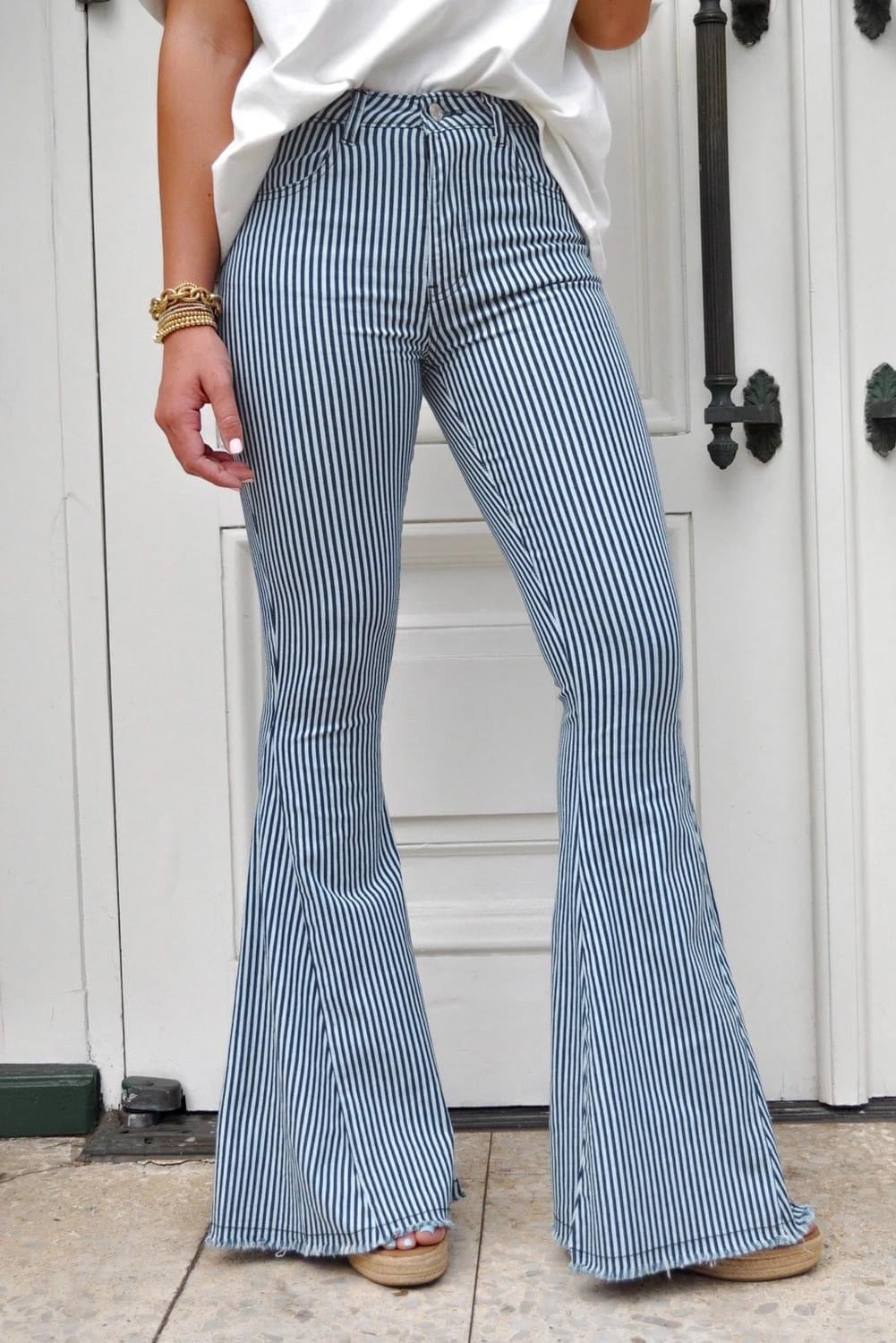 Blue Pinstripe Bell Bottoms