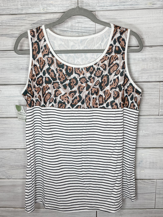 Leopard Print Stripe Colorblock Tank Top