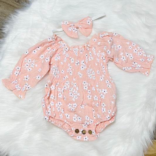 Pink Floral Long Sleeve Bubble