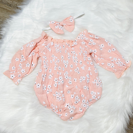 Pink Floral Long Sleeve Bubble