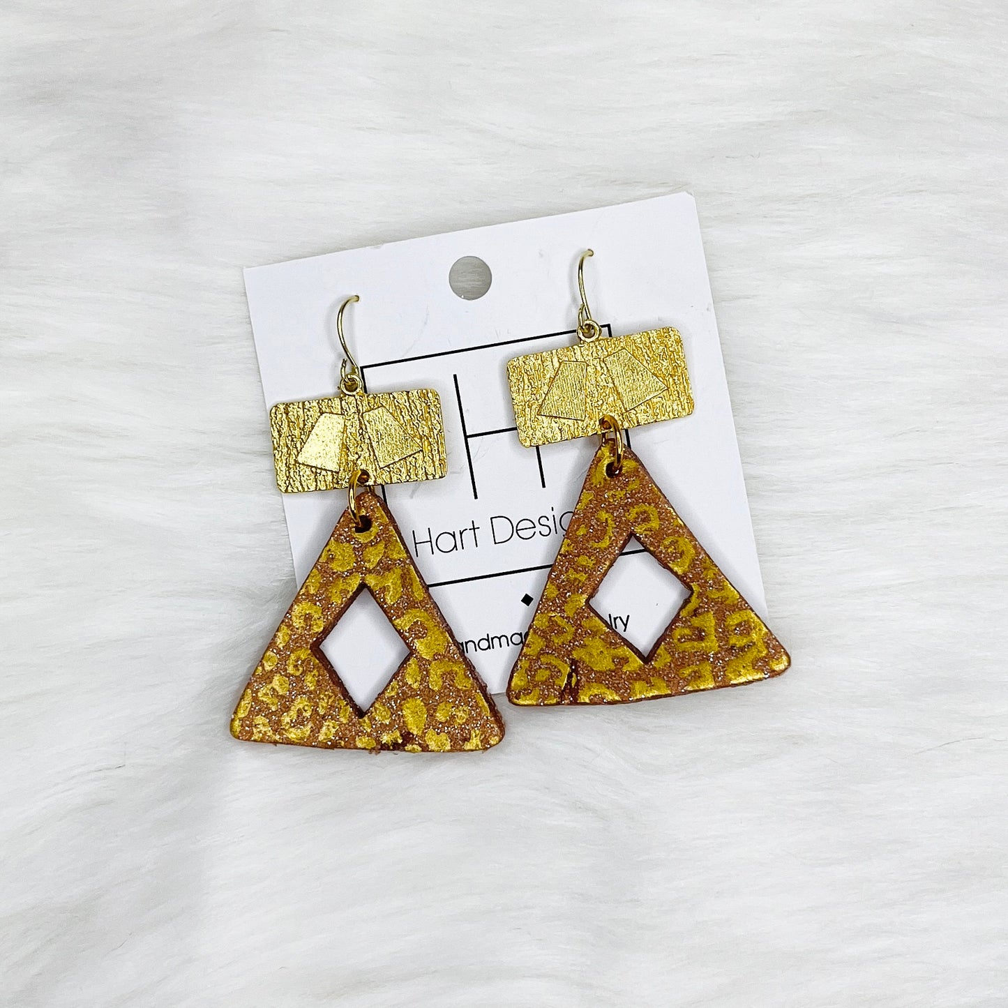 HD Gold Leopard Triangle Earrings