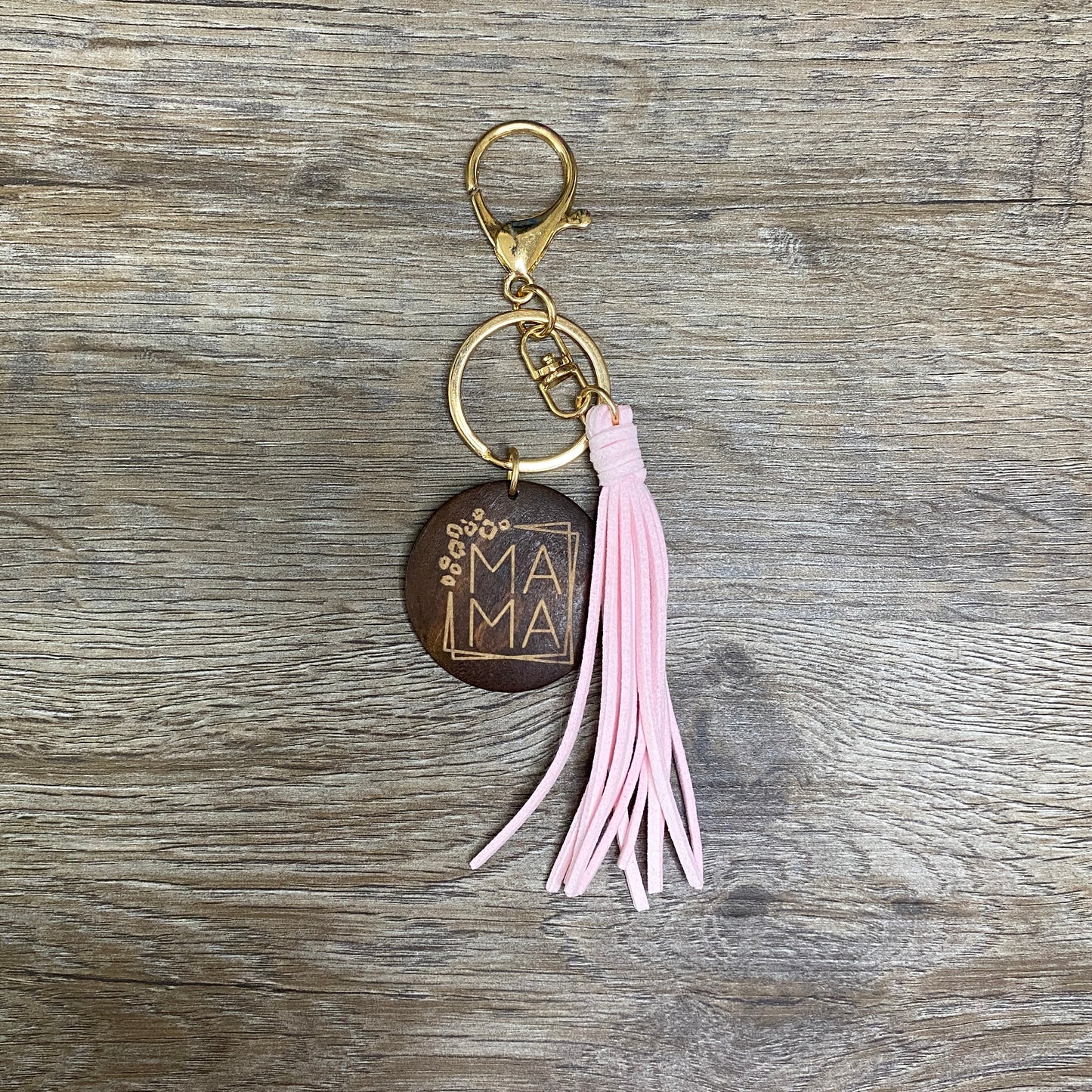 Wooden Mama Keychain with Tassel