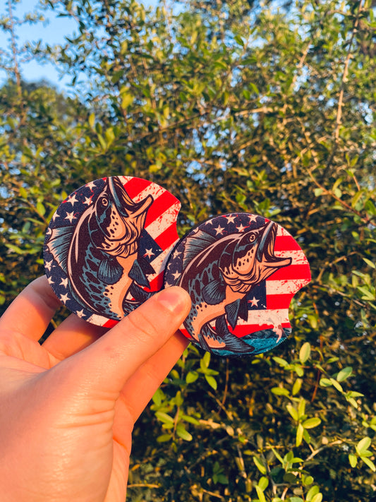 Hooked on Freedom Car Coasters